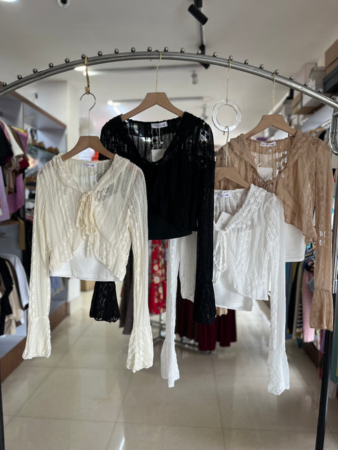 Fancy Lacey Shrug With Tank Tops Sets